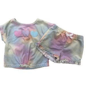 18 Months Baby Girl Tie die shirt & shorts set outfit